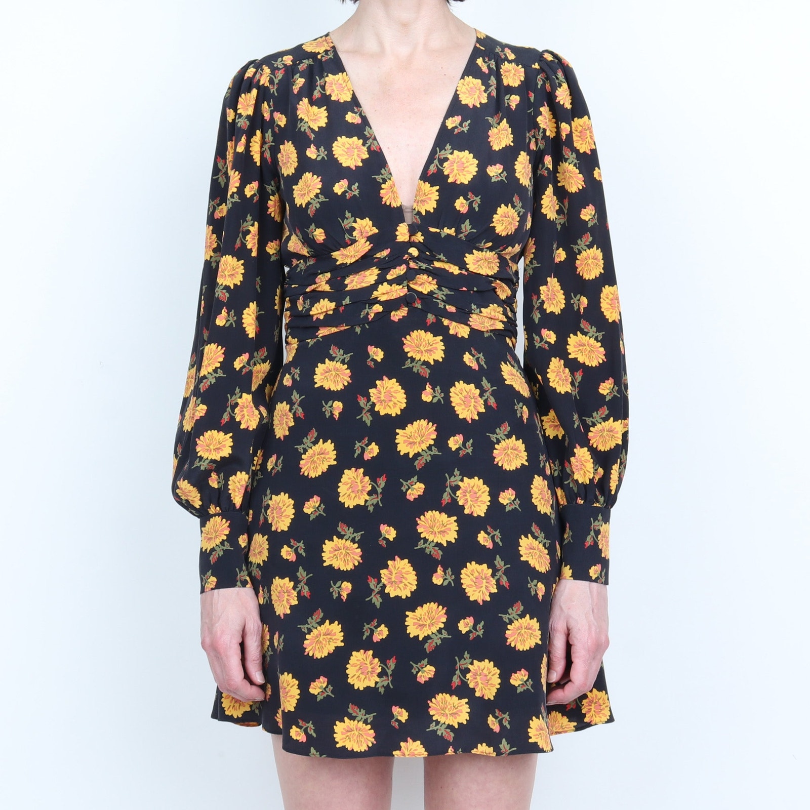 Veronica Beard Silk Floral Print Long Sleeve Mini Dress Xs / 2